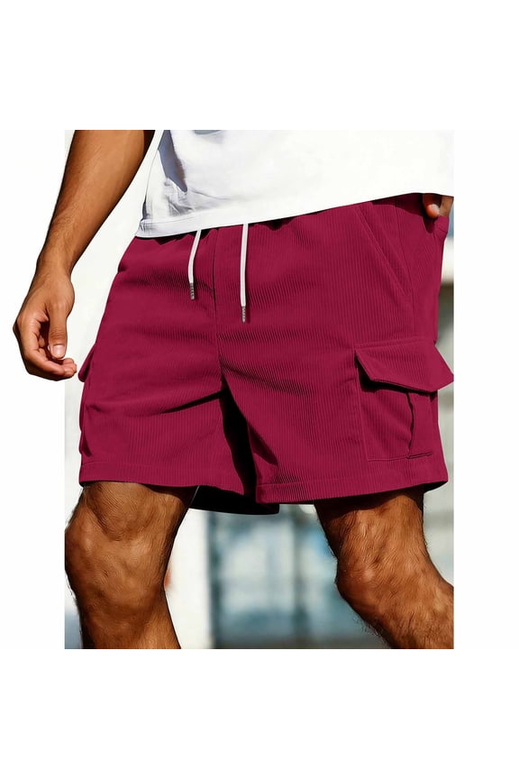 Mens Summer Shorts Casual Breeches Fashion Work Fallow Multiple Pockets Elastic Waist Drawstring Fifth Short Pants