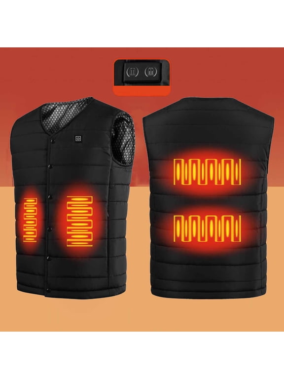 Mens Vest Solid Color Sleeveless Jacket Casual Zipper Press 1 Control 4 Heating Heated Charging Version Top