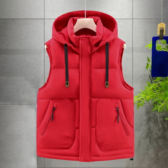 DayScoop Mens Vest Winter Sleeveless Jacket Big & Tall Fall Casual Fashion Solid Color Zipper Have Pockets Outwear Top Plus Size