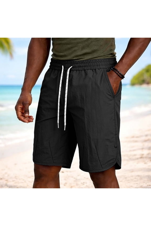 Oversize Shorts for Men Summer Breeches Solid Color Fashion Casual Sports Elastic Waistband Zipper Pocket Short Pants Plus Size