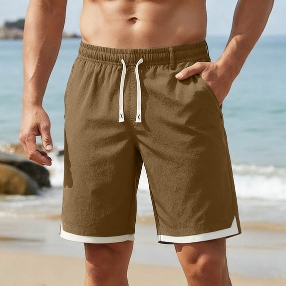 DayScoop Plus Size Shorts for Men Big and Tall Bottoms Summer Fashion Sports Elastic Waist Zipper Pocket Solid Color Casual Loose Oversize Short Pants