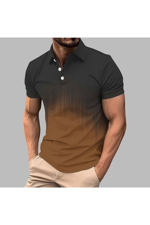 Plus Size T-Shirt for Men Fashion TShirt Summer Casual Print Short Sleeved Half Button Turndown Collar Breathable Oversize Tops Tees