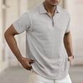 thumbnail image 1 of DayScoop Short Sleeve T-Shirts for Men Summer Fashion T-Shirt Solid Color Casual Loose Zipper Tees Turndown Collar Tops, 1 of 6