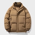 thumbnail image 1 of DayScoop Solid Color Jacket for Men Warm Coat Long Sleeve Fashion Casual Bread Double-Layer Zipper Parkas Buttons Stand-up Collar Pocket, 1 of 6
