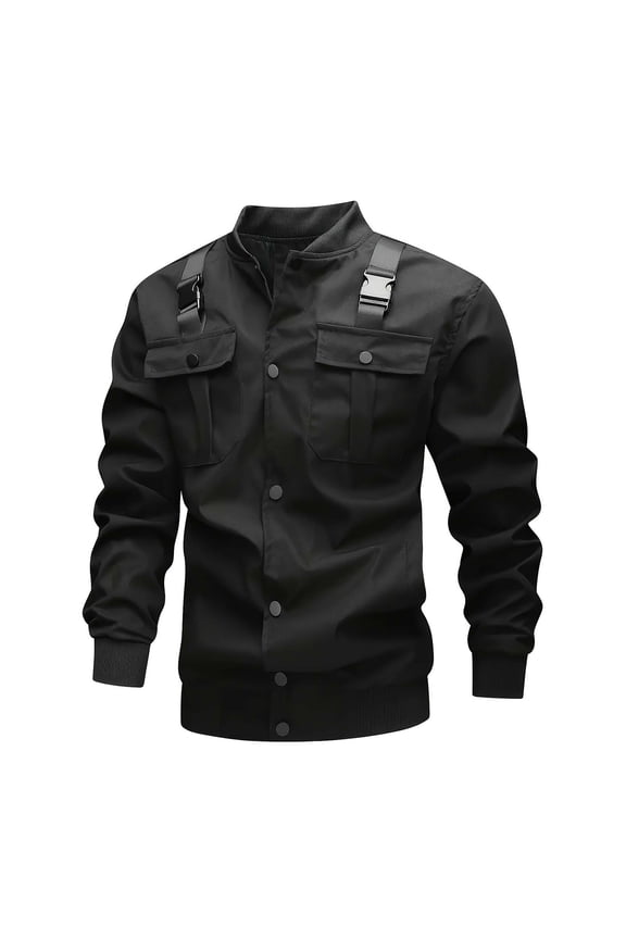 Solid Color Outer Jacket for Men Winter Outerwear Fashion Casual Outdoor Climb Sport Run Pocket Long Sleeve Tops