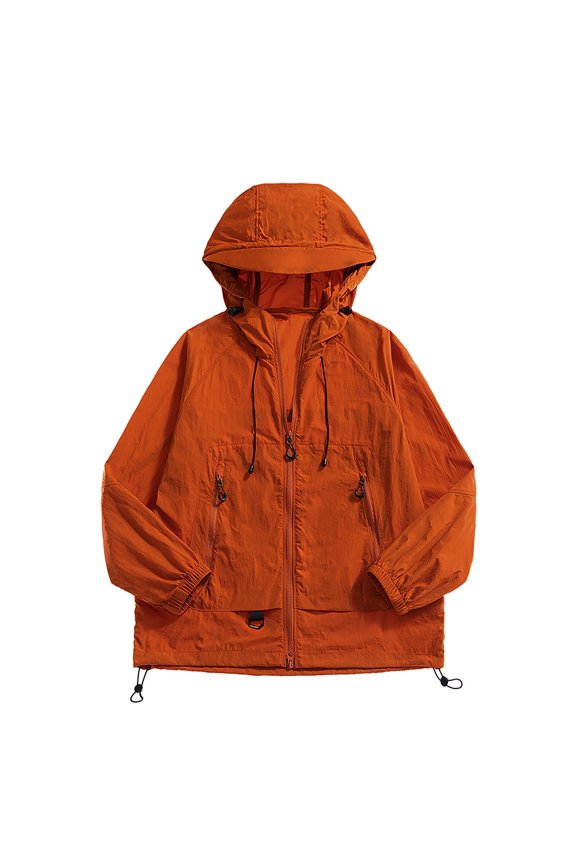 Solid Color Outer jacket for Men Summer Outerwear Fashion Casual Ice Silk Cool Upf50+hooded Sun Protection Both Commuting Tops