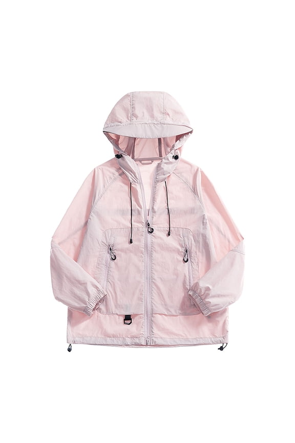 Solid Color Outer jacket for Men Summer Outerwear Fashion Casual Ice Silk Cool Upf50+hooded Sun Protection Both Commuting Tops
