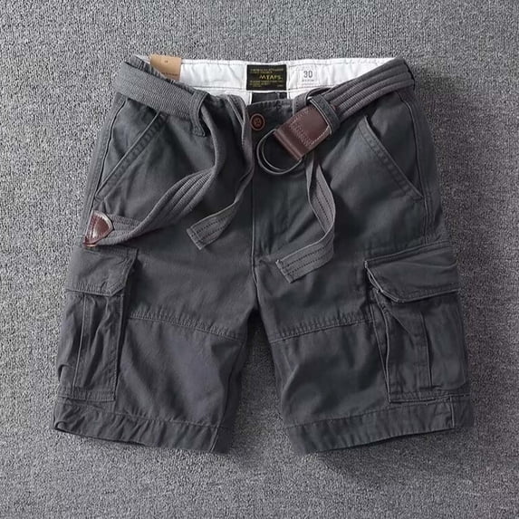DayScoop Solid Color Shorts for Men Casual Breeches Fashion Summer Cargo Pockets Button Waist Breathable Short Pants