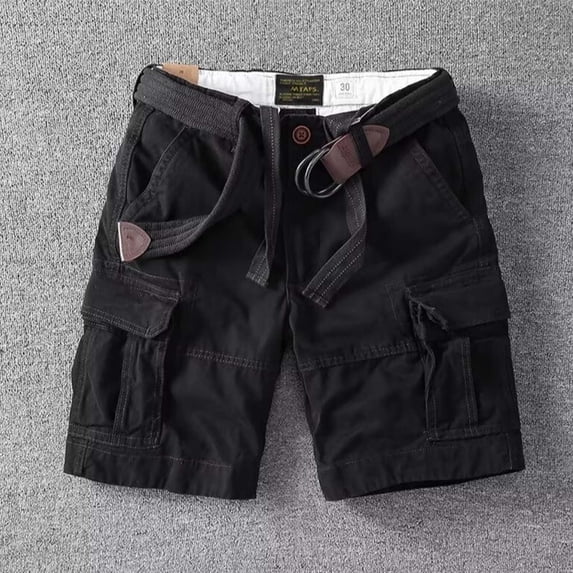 DayScoop Solid Color Shorts for Men Casual Breeches Fashion Summer Cargo Pockets Button Waist Breathable Short Pants