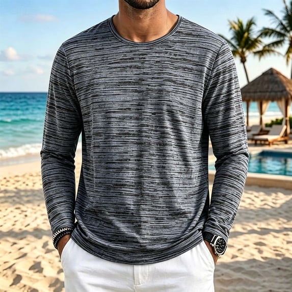 DayScoop Solid Color T-Shirt for Men Casual T Shirt Big & Tall Long Sleeve Fall Winter Round Neck Sports Fashion Fitness Tops Plus Size