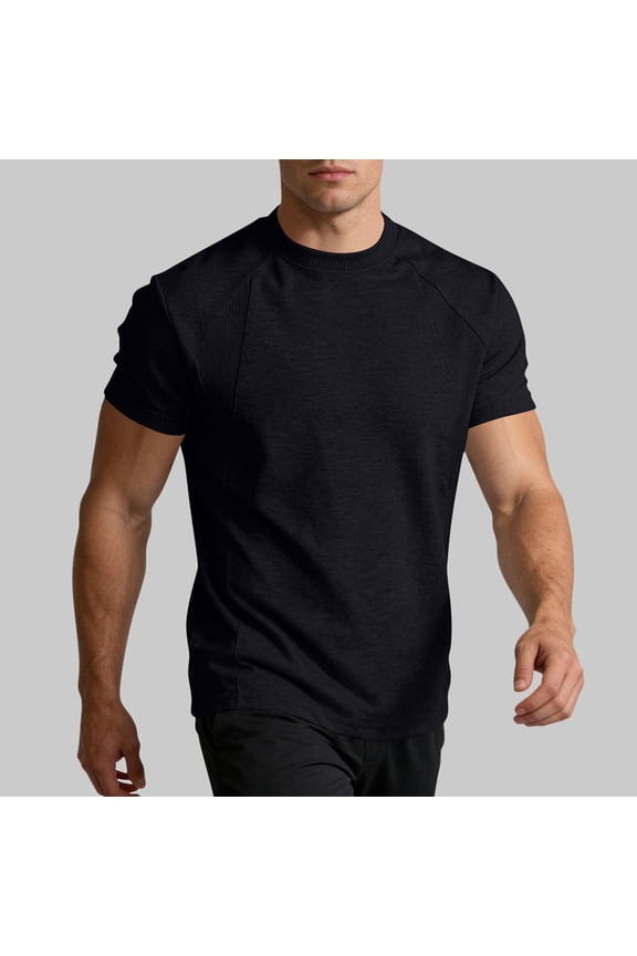 Summer T-Shirt for Men Fashion TShirt Casual Tough Guy Outfit Slim Small Collar Base Breathable Top Tees