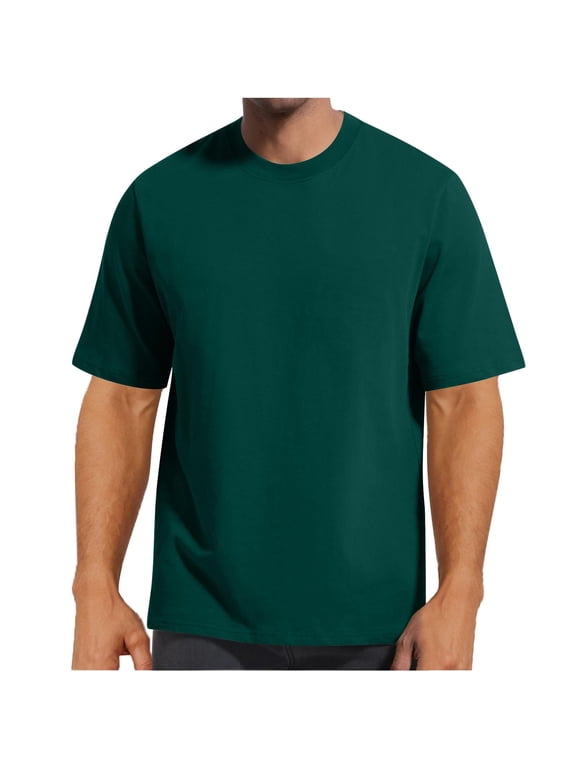 T-Shirts for Men Casual Crew Neck Solid Color Tee Big & Tall Short Sleeve Summer Comfy Fashion Regular Tops Plus Size