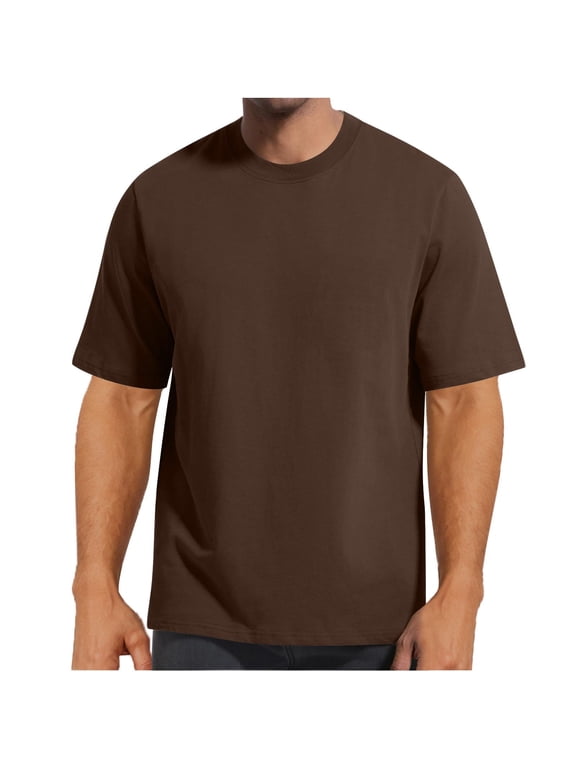 T-Shirts for Men Casual Crew Neck Solid Color Tee Big & Tall Short Sleeve Summer Comfy Fashion Regular Tops Plus Size