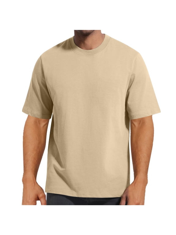 T-Shirts for Men Casual Crew Neck Solid Color Tee Big & Tall Short Sleeve Summer Comfy Fashion Regular Tops Plus Size
