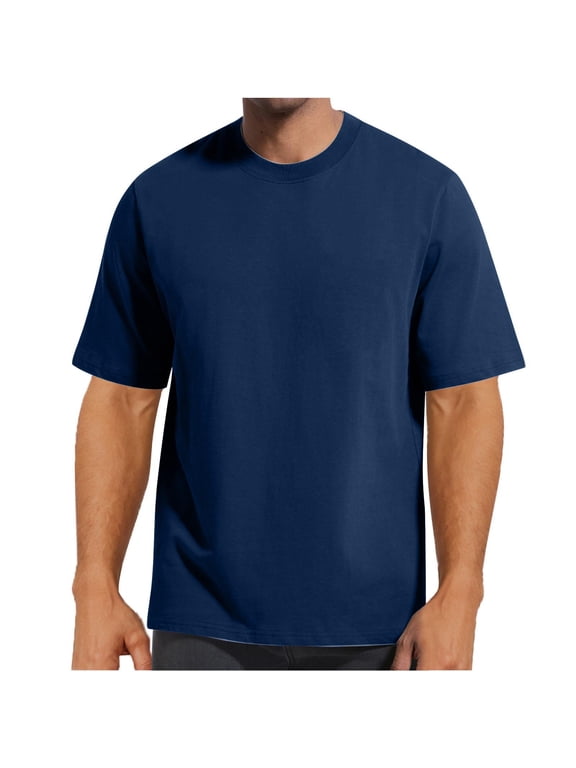 T-Shirts for Men Casual Crew Neck Solid Color Tee Big & Tall Short Sleeve Summer Comfy Fashion Regular Tops Plus Size