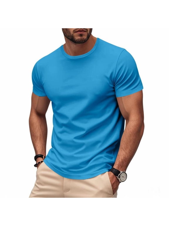 Men's All-Match Solid Color Crew Neck T-Shirt Short Sleeve Summer Casual Outdoor Indoor Daily Tops