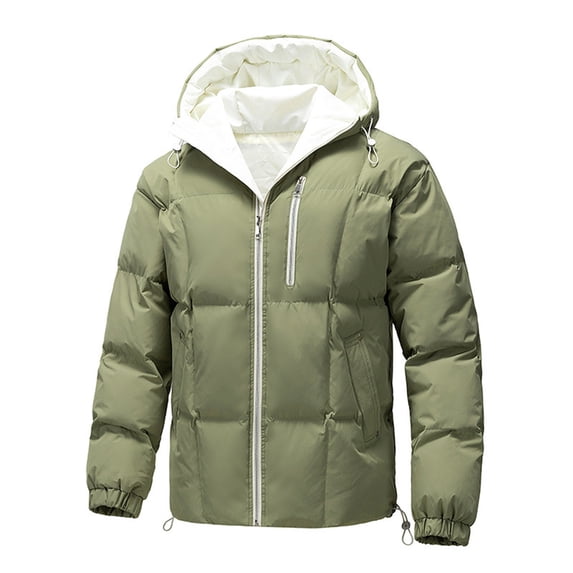 DayScoop Winter Outer Jacket for Men Fashion Outerwear Big & Tall Casual Fall Long Sleeve Solid Color Hooded Zipper Cardigan Waterproof Warm Tops Plus Size