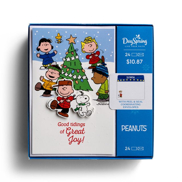 DaySpring 24 Inspirational Christmas Boxed Cards, Peanuts Gang, Good