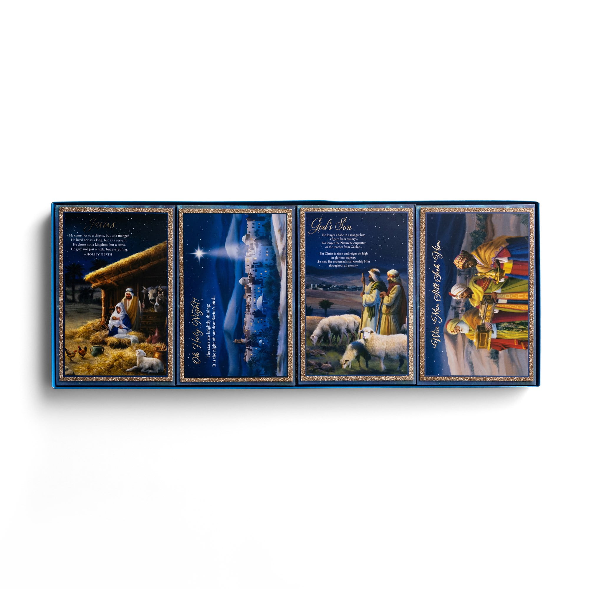 DaySpring 36 Inspirational Boxed Christmas Cards, Blue Nativity