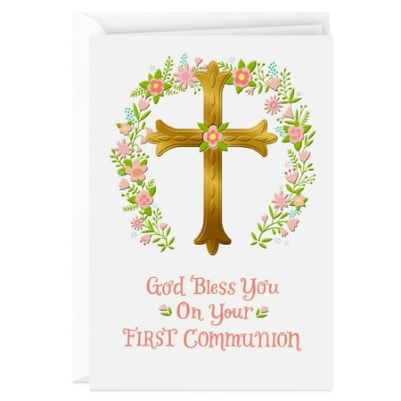 DaySpring First Communion Card (Blessings and Prayers Floral Cross)