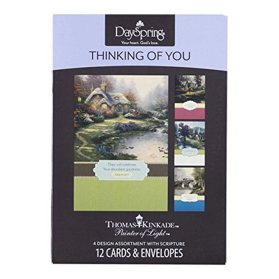 DaySpring - Inspirational Boxed Cards - Thomas Kinkade - Thinking of You - Cottage - 51729,Multi