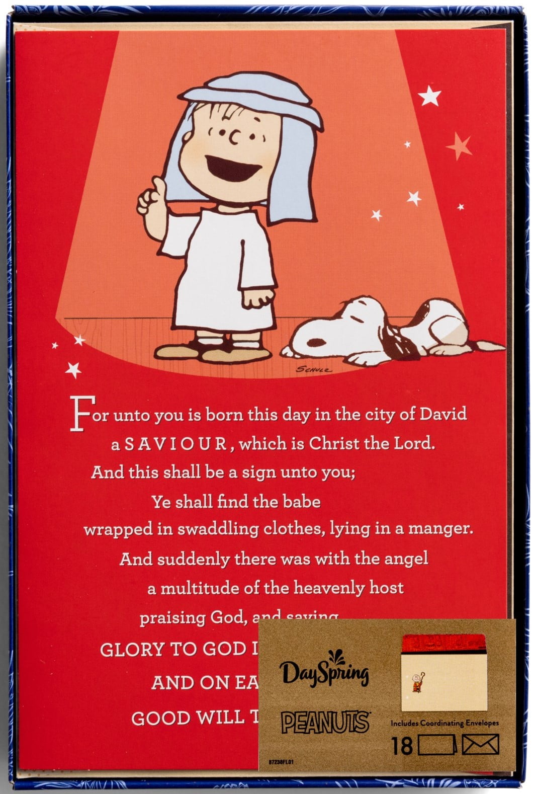 DaySpring - Peanuts That's What Christmas is All About Charlie Brown - 18 Premium Christmas Boxed Cards, KJV