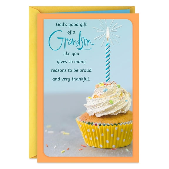 DaySpring Religious Birthday Card for Grandson (God's Good Gift)