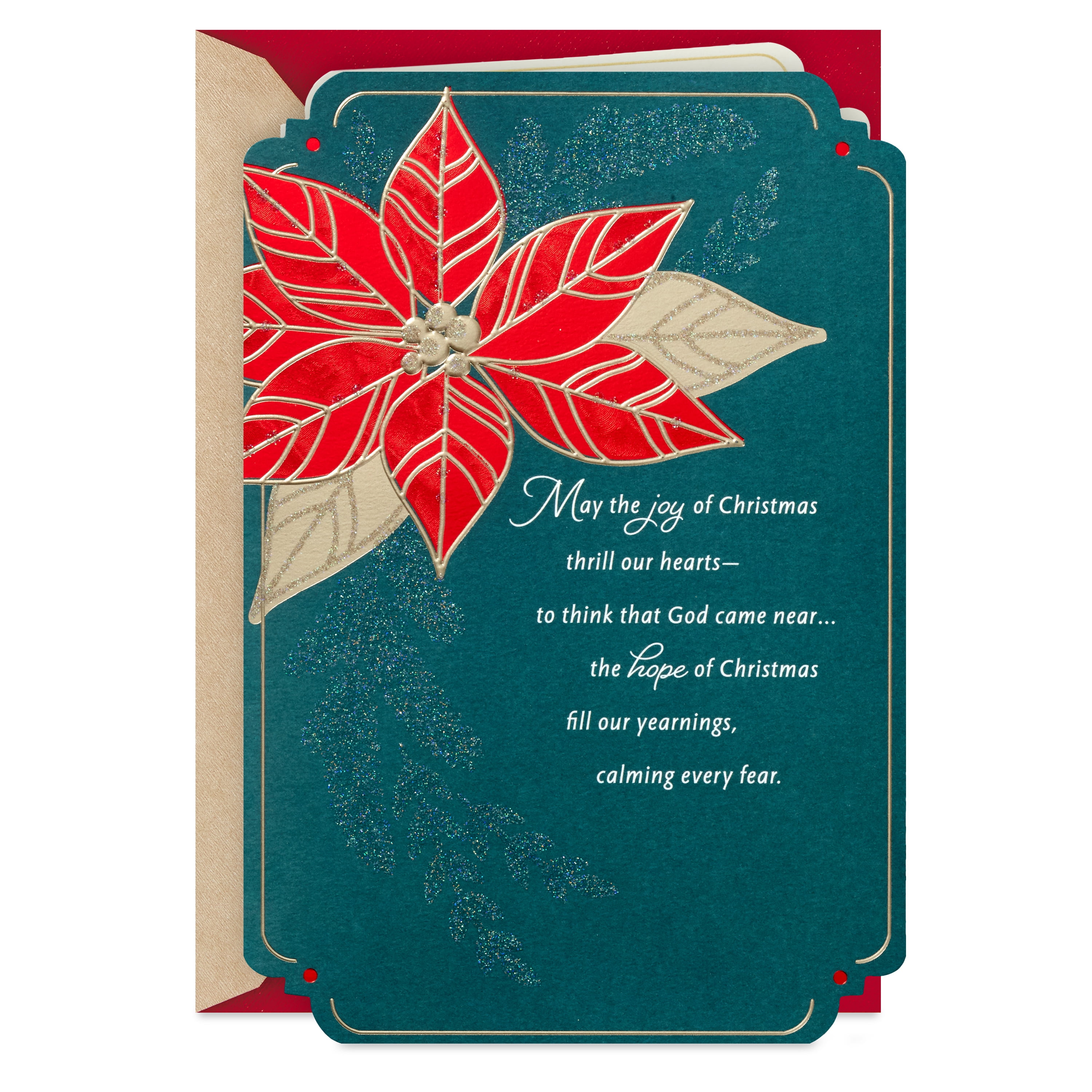 DaySpring Religious Christmas Card (Poinsettia, Joy of Christmas ...