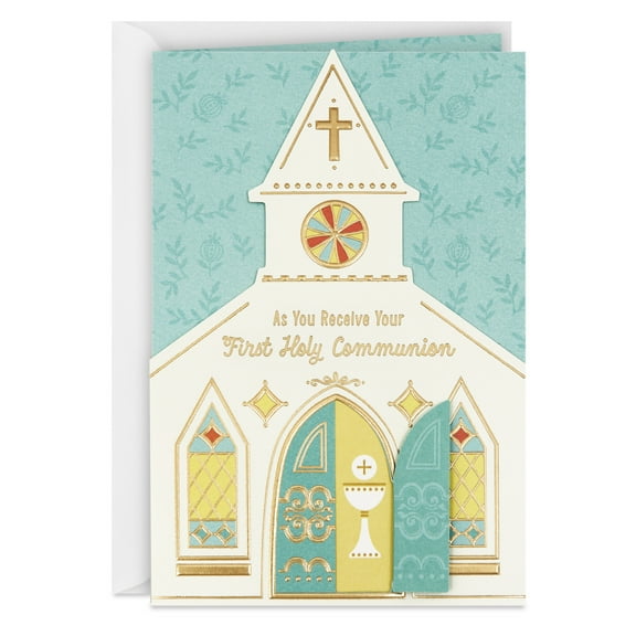 DaySpring Religious First Communion Card (with Open Hands and Open Heart)