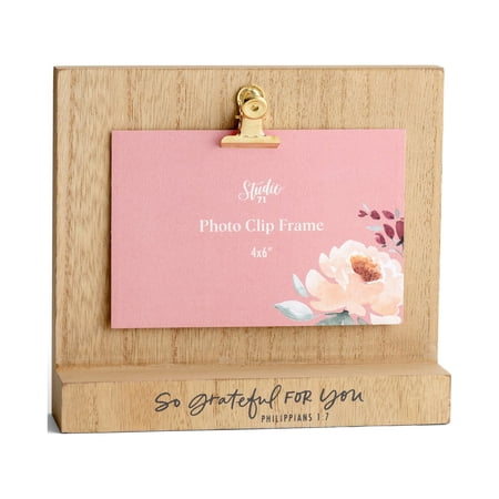 DaySpring - Studio 71 So Grateful for You - Inspirational Photo Clip Frame, 4 x 6, Wood