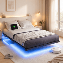 Einhomn Full Size Floating Bed Frame with LED Lights, Heavy Duty Metal ...