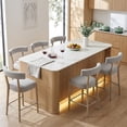 thumbnail image 1 of Dayalane 26.5" Counter Height Barstools Set of 6, Mid-Century Modern Bar Stools with Curved Back and Rubberwood Frame Upholstered Linen Kitchen Stool for Counter Bar Island Bar Pub, Gray, 1 of 11