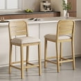 thumbnail image 1 of Dayalane 26" Counter Height Bar Stools Set of 2, Farmhouse Wooden Bar Stools with Ladder Back, Chenille Upholstered Kitchen Island Chairs for for Island Bar Island Cafe Kitchen, Beige, 1 of 12