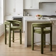 thumbnail image 1 of Dayalane 26" Counter Height Bar Stools Set of 2, Modern Velvet Barrel Barstools with Back and Armrests, Stainless Steel Gold Footrest for Kitchen Island, Green, 1 of 9