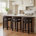 thumbnail image 1 of Dayalane 26" Counter Height Bar Stools Set of 3, Modern Sherpa Barrel Barstools with Back and Armrests, Stainless Steel Footrest for Kitchen Island, Black, 1 of 10