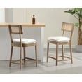 thumbnail image 1 of Dayalane Rattan Back Counter Height Bar Stools, Light Brown Wood + White Sherpa (Set of 2), 1 of 10