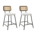 thumbnail image 1 of Dayalane 26" Rattan Bar Stools Set of 2, Modern Sherpa Counter Height Barstools with Cane Back, Kitchen Island Chairs for Bar Kitchen Restaurant Bistro, White, 1 of 9