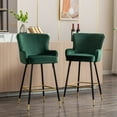 thumbnail image 1 of Dayalane 26" Velvet Bar Stools Set of 2, Modern Wingback Counter Height Stools with Gold Footrest for Kitchen Island, Dining Room, Home Bar, Green, 1 of 7