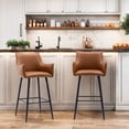thumbnail image 1 of Dayalane 30" Bar Stools Set of 2, Modern Faux Leather Upholstered Barstools with Back and Footrest, Kitchen Island Bar Stools with Armrests for Pub Home Bar Dining Room Bistro, Brown, 1 of 12