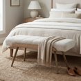 thumbnail image 1 of Dayalane 35.5" Mid-Century Modern Boucle Upholstered Bench, Tufted Ottoman Accent Bench with Solid Wood Trim, Bronze Metal Legs for Entryway, End of Bed, Beige, 1 of 13