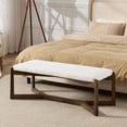 thumbnail image 1 of Dayalane 49" Mid Century Modern Entryway Bench, Upholstered Linen Ottoman with X-Shape Solid Wood Base for Bedroom, Living Room, Hallway, Indoor, Beige, 1 of 7