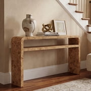 Dayalane 51" Long Console Table with Lower Shelf, 30" Tall Entryway Table for Hallway, Rustic Burl Wood or Travertine Style Sofa Table Behind Couch, Foyer, Cabi