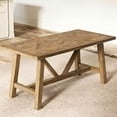 thumbnail image 1 of Dayalane 63“ Dining Table for 4 6 People, Farmhouse Country Style Solid Wood Pine Dining Room Table with Triangle Reinforced Base Rectangular，Grid Pattern Kitchen Table for Kitchen Dining, Walnut, 1 of 9