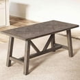 thumbnail image 1 of Dayalane 63“ Dining Table for 4 6 People, Farmhouse Country Style Solid Wood Pine Dining Room Table with Triangle Reinforced Base Rectangular，Grid Pattern Kitchen Table for Kitchen Dining, Brown, 1 of 8