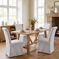 thumbnail image 1 of Dayalane 63" Farmhouse Dining Table Set for 4, Solid Wood Kitchen Table Set with Linen High Back Slipcovered Parsons Dining Chairs for Kitchen Dining Restaurant, 4 Beige Chairs & 1 Natural Table, 1 of 9