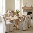 thumbnail image 1 of Dayalane 63" Farmhouse Dining Table Set for 6, Solid Wood Kitchen Table Set with Linen High Back Slipcovered Parsons Dining Chairs for Kitchen Dining Restaurant, 6 Stripe Chairs & 1 Natural Table, 1 of 9