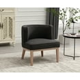 thumbnail image 1 of Dayalane Accent Chair, Mid-Century Modern Wooden Barrel Chair with Curved Back, Farmhouse Linen Upholstered Round Side Chair for Living Room Bedroom Bistro Waiting Room, Charcoal, 1 of 10