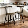 thumbnail image 1 of Dayalane Antique-style Windsor Bar Stools Set of 2, 24" Counter Height Barstools with Spindle Back & Turned Legs, Vintage Colonial Wooden Island chair for Kitchen Breakfast Bar Pub, Antique Brown, 1 of 11