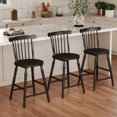 thumbnail image 1 of Dayalane Antique-style Windsor Bar Stools Set of 3, 24" Counter Height Barstools with Spindle Back & Turned Legs, Vintage Colonial Wooden Island chair for Kitchen Breakfast Bar Pub, Antique Brown, 1 of 11