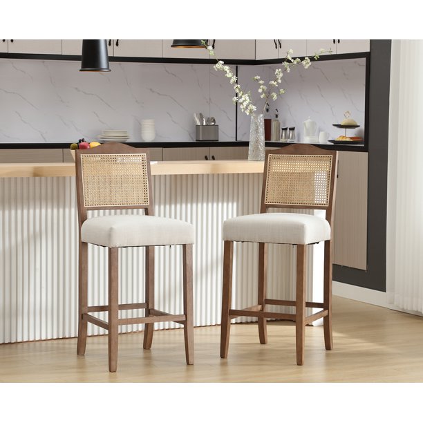 Dayalane Counter Height Bar Stools Set of 2, 30" Farmhouse Wooden